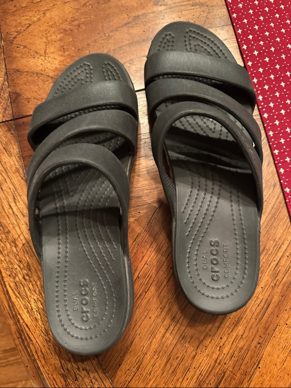 CROCS Women’s Triple-Strap Slide Sandals in Slate Black